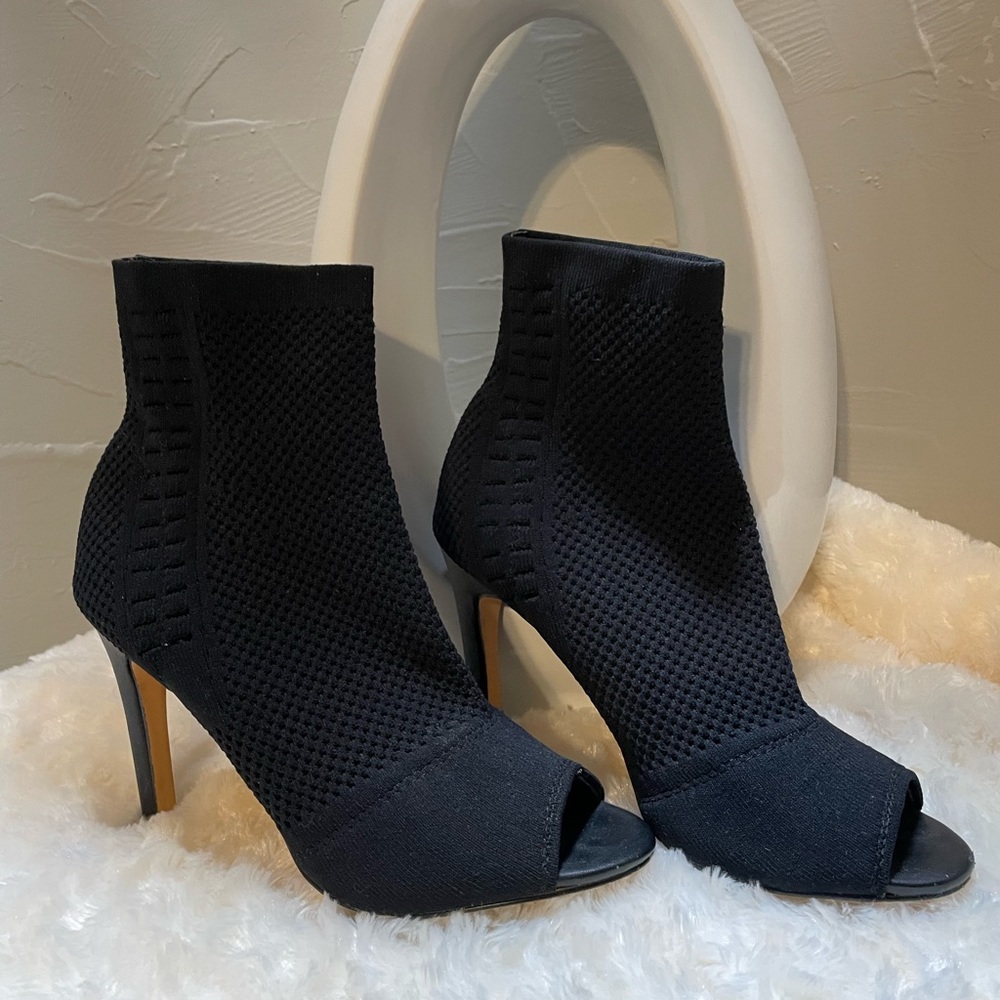 Black open toe booties